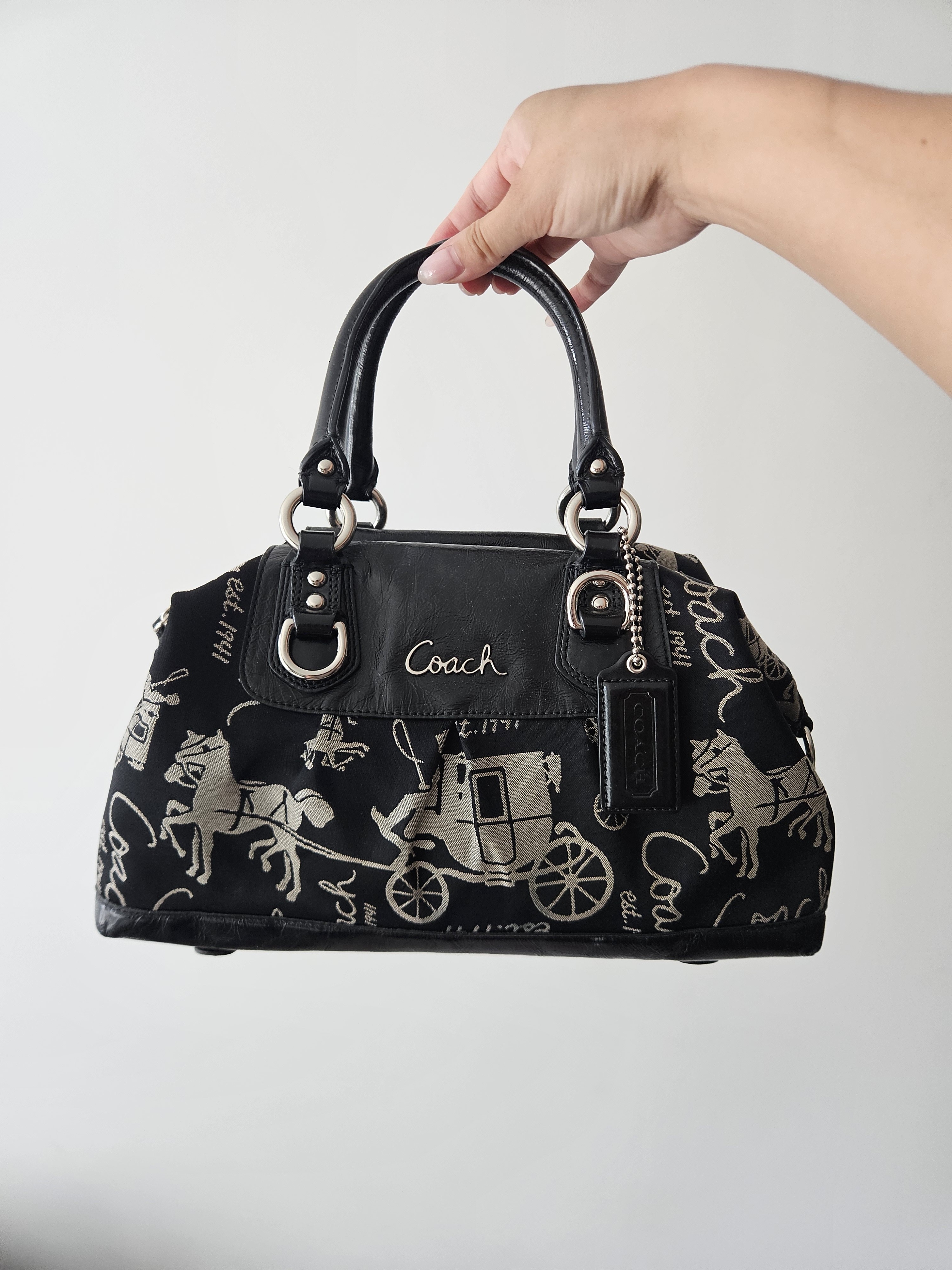 Coach Black Signature Horse & Carriage Purse
